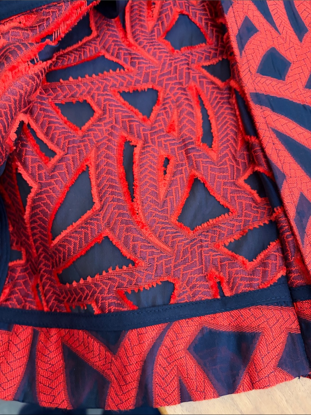 Anthropologie Eva Franco Navy and Red Trench Coat - Picture 4 of 8